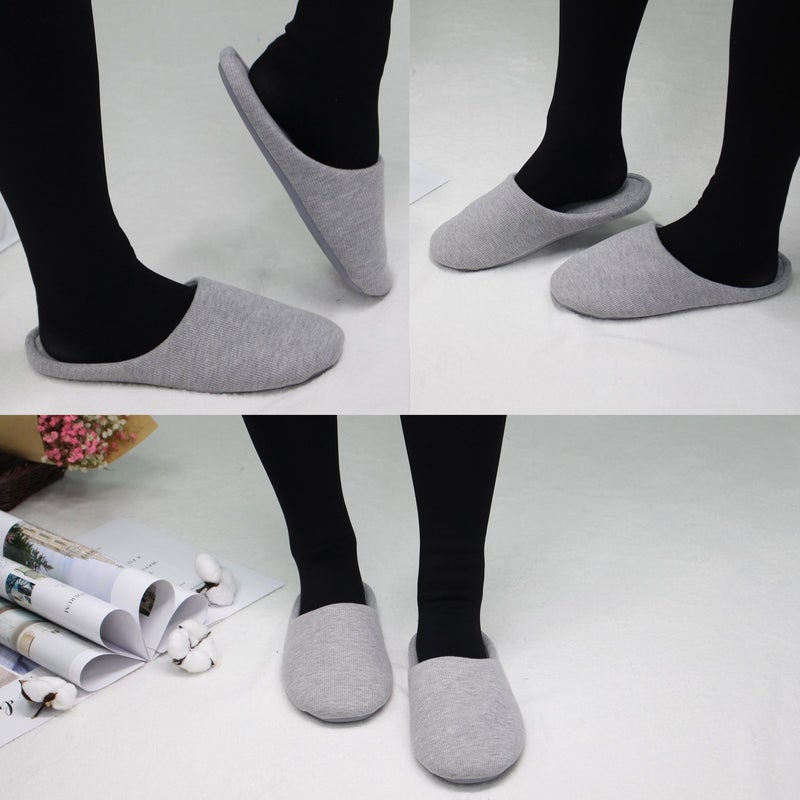 ofoot Women's House Slippers Memory Foam Indoor Shoes,Washable Cotton Non-Slip Rubber Sole,Japanese Style Slip-Ons for Plantar Fasciitis,Lightweight Gift for Mom/Wife (1-Grey, US 9-10) - Image 4